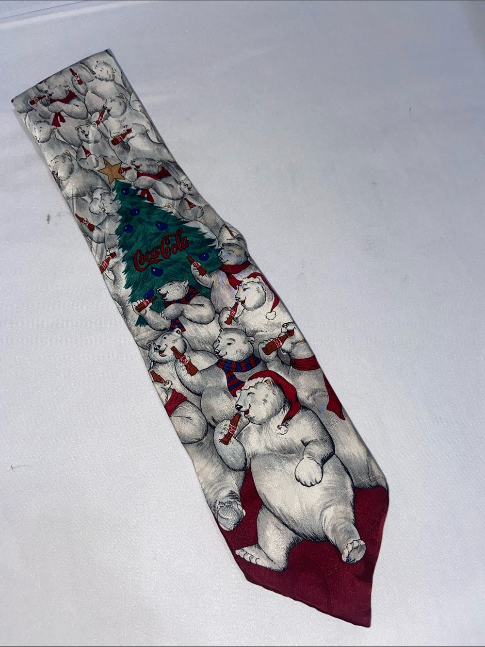 Coca Cola Men's Christmas Polar Bear Holiday Silk Necktie